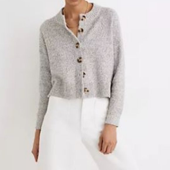 Madewell Sweaters - NWT Madewell Broadway cardigan sweater, XS marled black/white
